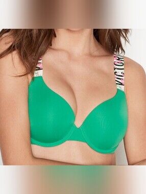 Victoria's Secret NWT Green T-Shirt Push Up Full Coverage Bra Size 34B.